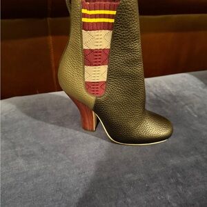 Fendi Black and Olive Heeled Boots